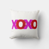 赤はっきりしたピンクXOXOグラフィックバレンタインモダン クッション (正面)