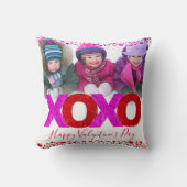 赤はっきりしたピンクXOXOバレンタインデーの写真モダン クッション (正面)