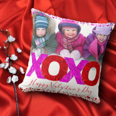 赤はっきりしたピンクXOXOバレンタインデーの写真モダン クッション