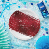 赤はっきりしたフェイクホイル絵を描線 ペーパープレート (パーティー)