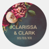 赤はっきりしたフローラと金ゴールド結婚封筒用シール ラウンドシール (正面)