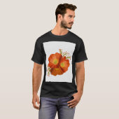 赤はっきりしたフローラアートTシャツ – 手作鮮やかり Tシャツ (正面フル)