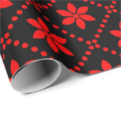 赤はっきりしたフローラ幾何学的ラッピング紙 ラッピングペーパー (ロールコーナー)