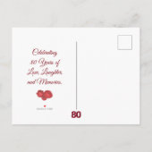 赤はっきりしたフローラ80番目の誕生日日付の保存 案内ポストカード (裏面)