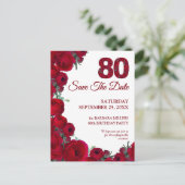 赤はっきりしたフローラ80番目の誕生日日付の保存 案内ポストカード (スタンド正面)