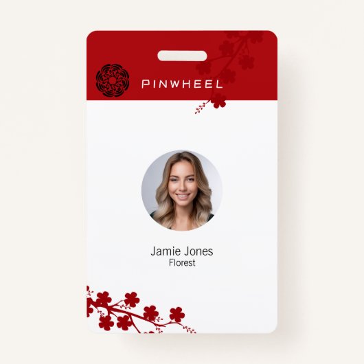 赤はっきりしたフローラ バッジ (正面)