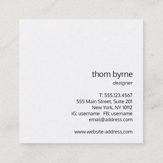 赤はっきりしたプロフェッショナルモダンモノグラム スクエア名刺 (裏面)