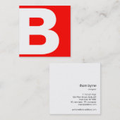 赤はっきりしたプロフェッショナルモダンモノグラム スクエア名刺 (正面/裏面)