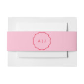 赤はっきりしたモダンとピンクの結婚式招待状 招待状ベリーバンド (正面例)