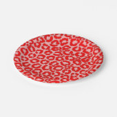 赤はっきりしたモダンピンクヒョウアニマルプリント ペーパープレート (アングル)