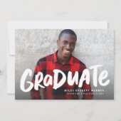 赤はっきりしたモダン一卒業 案内状 (正面)