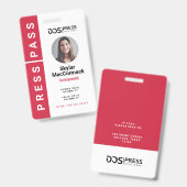 赤はっきりしたモダン丸フォトプレスパス&ロゴ バッジ (正面＆裏面)