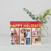 赤はっきりしたモダン五フォトハッピー金ゴールド 箔シーズンポストカード (立ち正面)