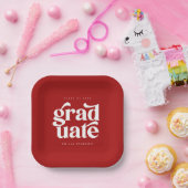 赤はっきりしたモダン卒業式 ペーパープレート (パーティー)