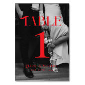 赤はっきりしたモダン白黒フォト結婚ズ テーブルナンバー (裏面)