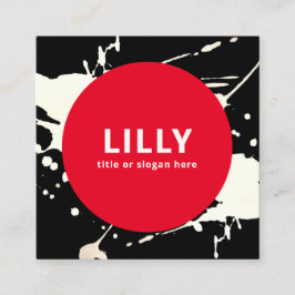 赤はっきりしたモダン色彩の鮮やか抽象芸術 スクエア名刺