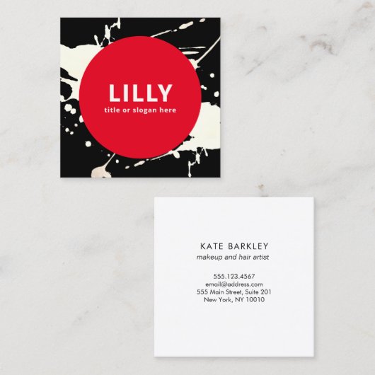 赤はっきりしたモダン色彩の鮮やか抽象芸術 スクエア名刺 (正面/裏面)