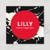 赤はっきりしたモダン色彩の鮮やか抽象芸術 スクエア名刺 (正面)