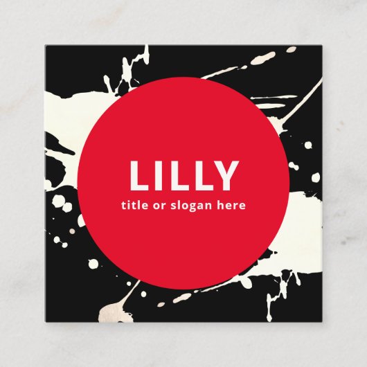 赤はっきりしたモダン色彩の鮮やか抽象芸術 スクエア名刺 (正面)