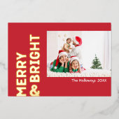赤はっきりしたモダン4枚メリー金ゴールド 箔シーズンカード (正面)