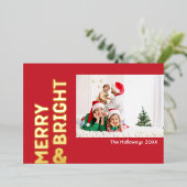 赤はっきりしたモダン4枚メリー金ゴールド 箔シーズンカード (立ち正面)