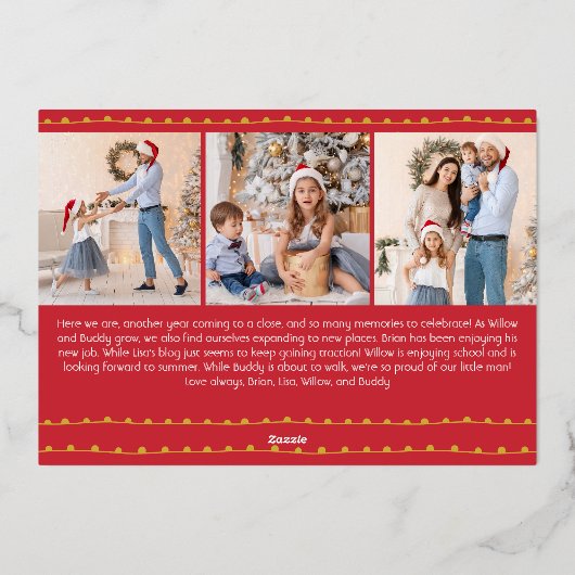 赤はっきりしたモダン4枚メリー金ゴールド 箔シーズンカード (裏面)