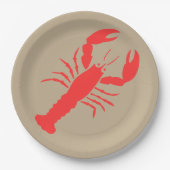 赤はっきりしたロブスターニュートラルカラー ペーパープレート (正面)