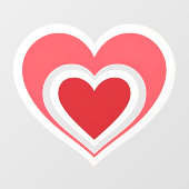 赤はっきりした二重ハート窓の貼り付け ウィンドウサイン (シート)