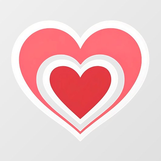 赤はっきりした二重ハート窓の貼り付け ウィンドウサイン (シート)