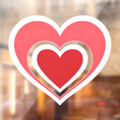 赤はっきりした二重ハート窓の貼り付け ウィンドウサイン (シート2)