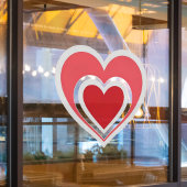 赤はっきりした二重ハート窓の貼り付け ウィンドウサイン