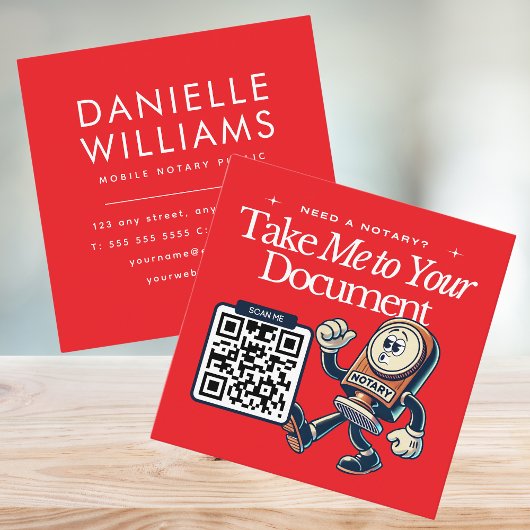 赤はっきりした公証人パブリックQRコードおもしろい スクエア名刺