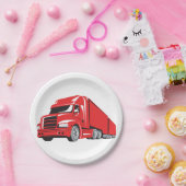 赤はっきりした半トラックの大型リグトラック ペーパープレート (パーティー)