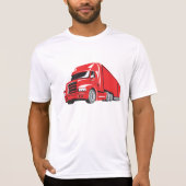 赤はっきりした半トラックの大型リグトラック Tシャツ (正面)