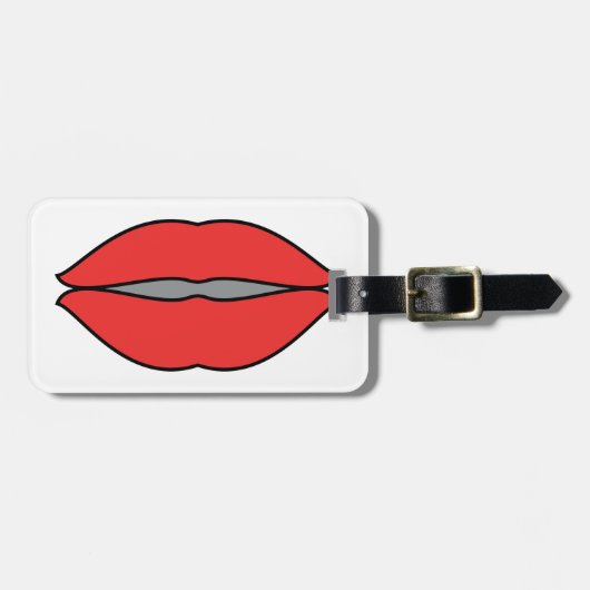 赤はっきりした唇アポップ・アートのート ラゲッジタグ (正面横)