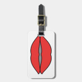 赤はっきりした唇アポップ・アートのート ラゲッジタグ (正面縦)