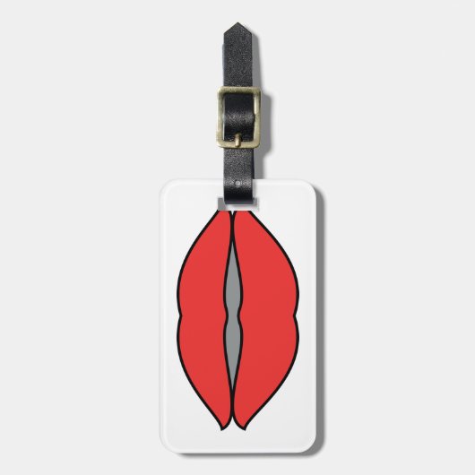 赤はっきりした唇アポップ・アートのート ラゲッジタグ (正面縦)