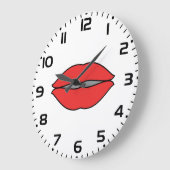 赤はっきりした唇アポップ・アートのート ラージ壁時計 (傾斜)