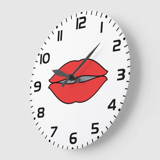 赤はっきりした唇アポップ・アートのート ラージ壁時計 (傾斜)