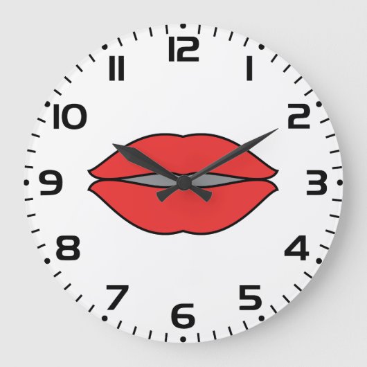 赤はっきりした唇アポップ・アートのート ラージ壁時計 (正面)