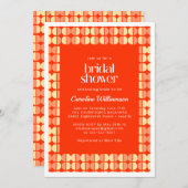 赤はっきりした抽象芸術シェイプモダンブライダルシャワー 招待状 (正面/裏面)