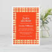 赤はっきりした抽象芸術シェイプモダンベビシャワー 招待状 (スタンド正面)