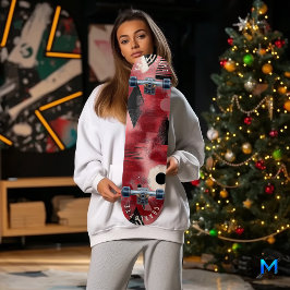 赤はっきりした抽象芸術幾何学的スケートボードデザイン スケートボード