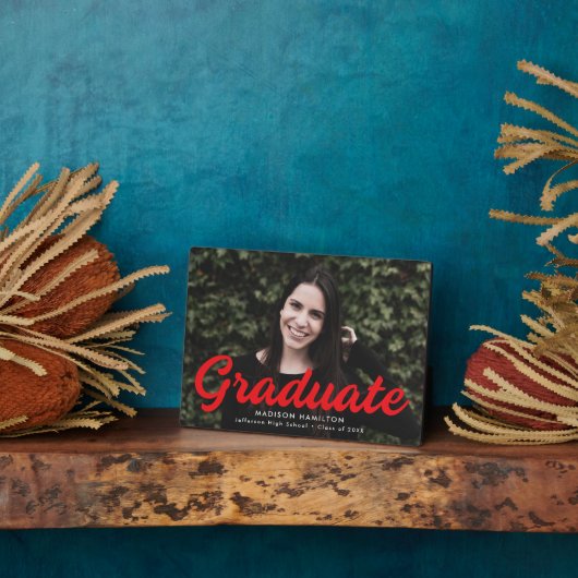 赤はっきりした文字卒業写真 フォトプラーク (側面)