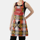 赤はっきりした料理器パーソナライズされた付き格子板 エプロン (インサイチュ)