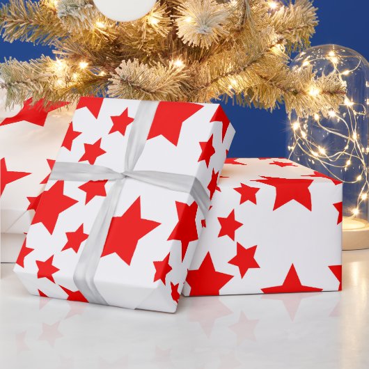 赤はっきりした星ラッピング紙 ラッピングペーパー (クリスマス)