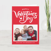 赤はっきりした書道モダン写真バレンタインデー シーズンカード (正面)