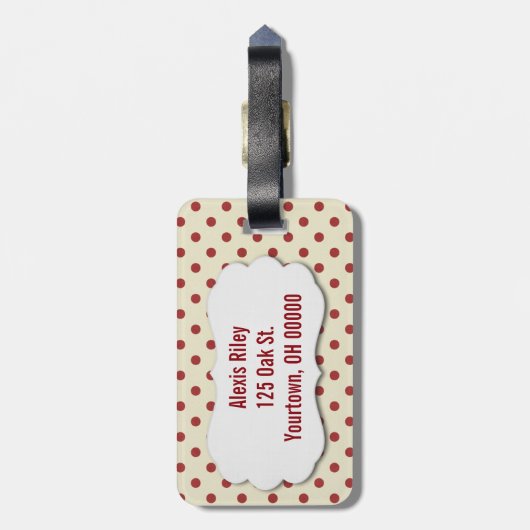 赤はっきりした水玉模様 ラゲッジタグ (裏面縦)