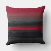 赤はっきりした灰色の黒いブラシストロークストライプ クッション (裏面)