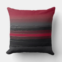 赤はっきりした灰色の黒いブラシストロークストライプ クッション